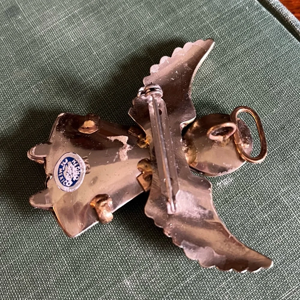 Unique Silver & Gold Metal Angel Pin Made in Mexico